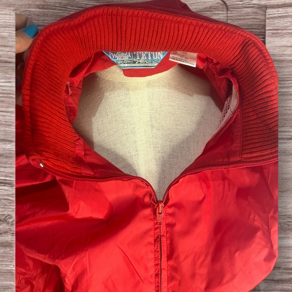 Vintage 80s Woolrich Teton Red Full Zip Rain coat - perfect condition! Womens L - Picture 5 of 6